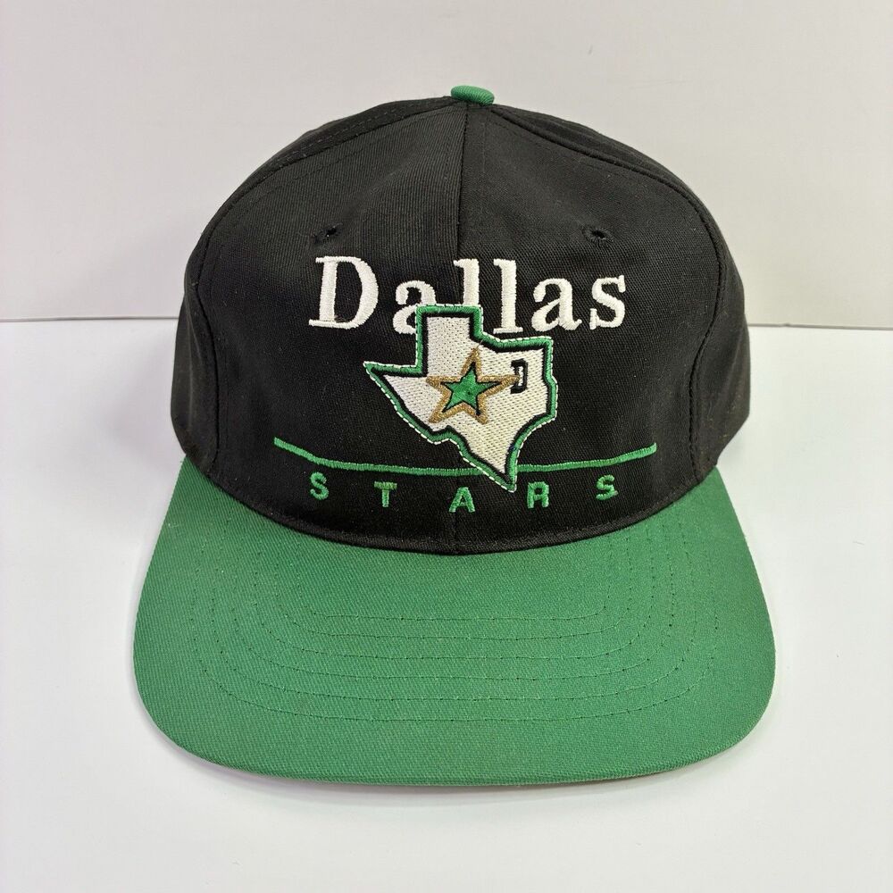 Vintage Dallas Stars Hat Snapback 90s Twins Enterprise USA NHL Black Green